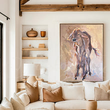 Load image into Gallery viewer, “Cinnamon Outlaw” 40x30x1.5 brahman calf oil & acrylic painting on gallery wrapped canvas- Brahman Calf Art