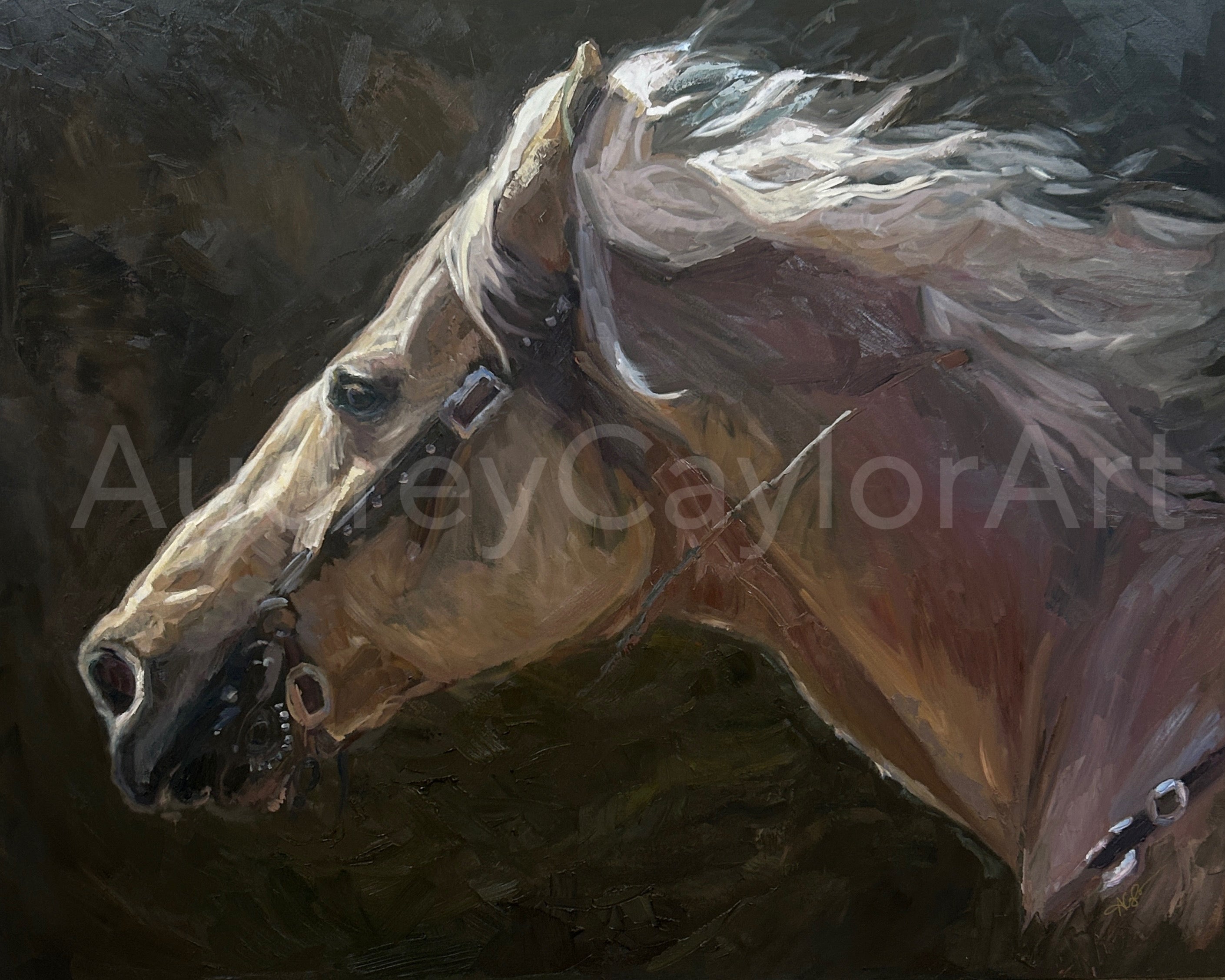 SOLD “Delta at Dawn” 48X60 oil painting, Equine Horse Art – Audrey