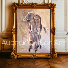 Load image into Gallery viewer, “Cinnamon Outlaw” 40x30x1.5 brahman calf oil & acrylic painting on gallery wrapped canvas- Brahman Calf Art