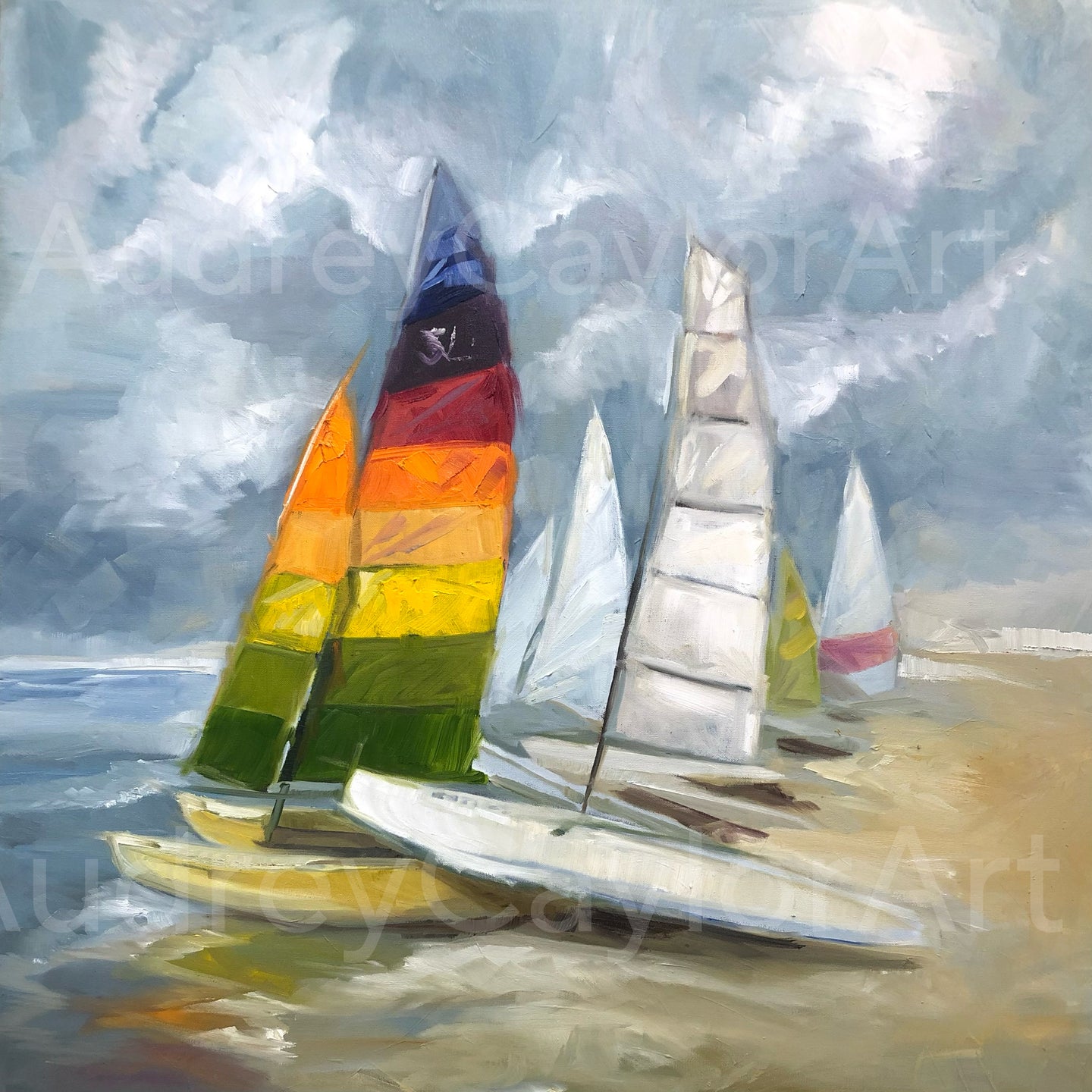 “The Launch” Oil Painting 36X36 oil painting