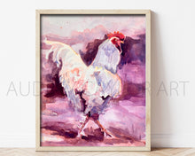 Load image into Gallery viewer, &quot;Pollo Blanco&quot; Rooster Watercolor Giclee Fine Art Giclee Print 16X20
