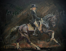 Load image into Gallery viewer, SOLD “Her Crown Jewel” 11X14 English Riding Dressage Equestrian Art Original Painting on Canvas Board Unframed
