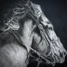 Load image into Gallery viewer, Into The Night -Charcoal Drawing 24x24 on Gallery Wrapped Canvas Painting -Framed
