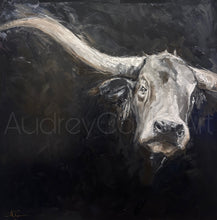 Load image into Gallery viewer, “Thunder In The Night ” Bull Western Art Oil Painting
