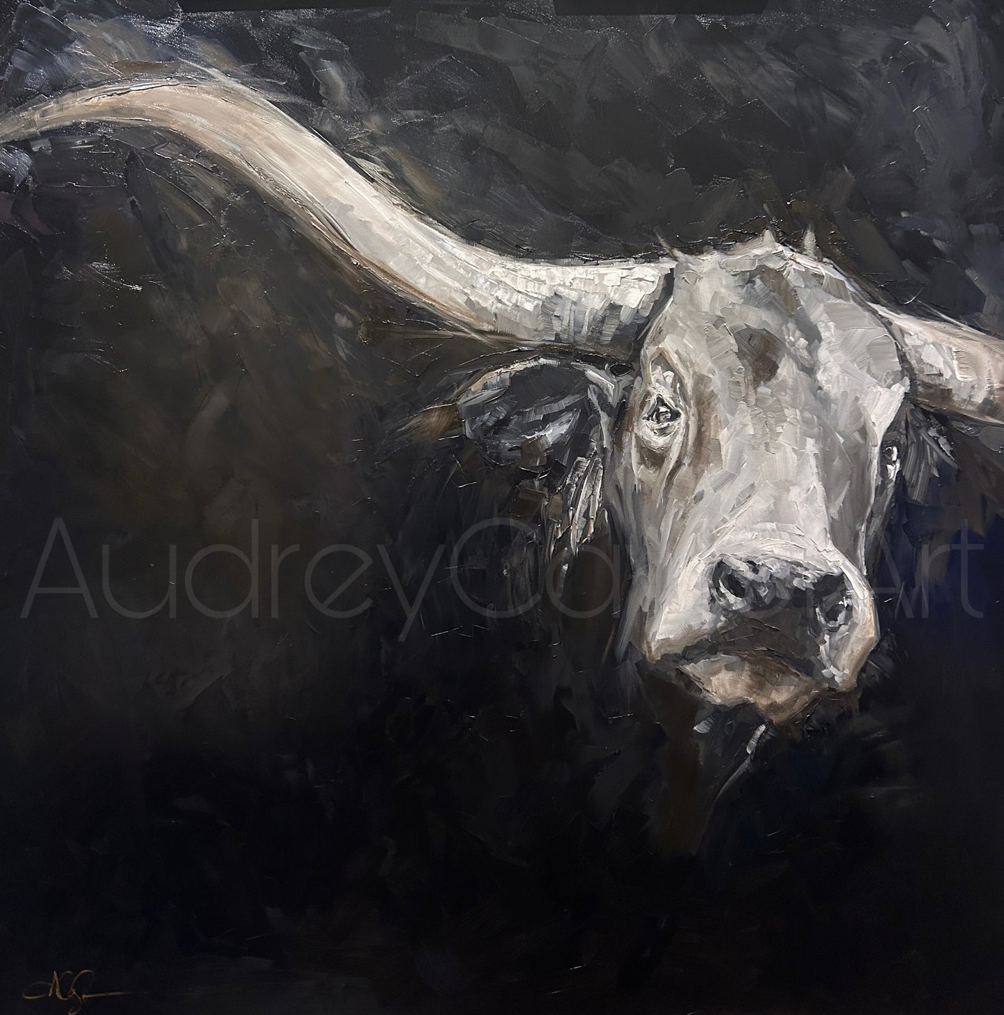 “Thunder In The Night ” Bull Western Art Oil Painting