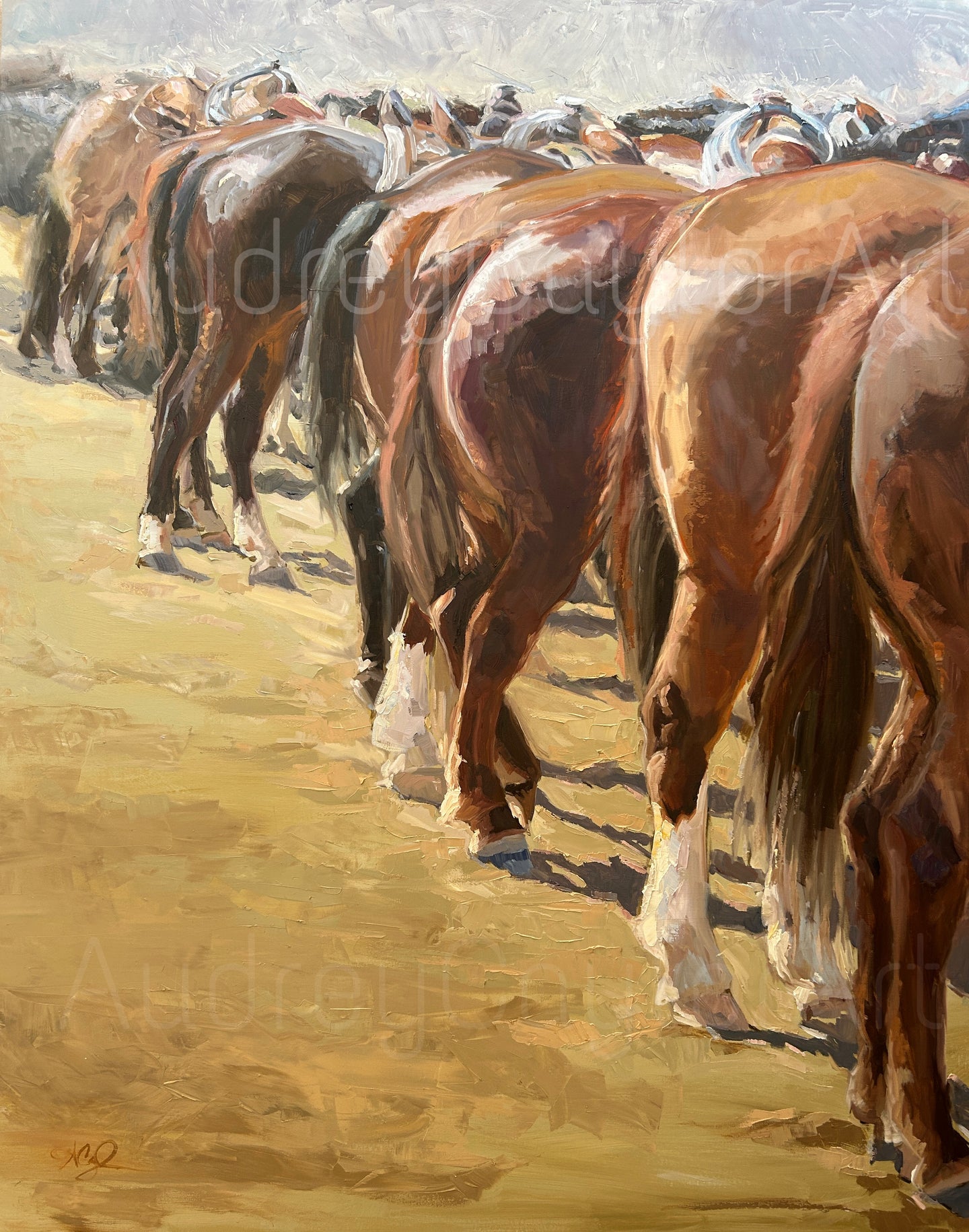 “Horse Sale” 48X60 oil  painting, Equine Horse Art