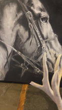 Load and play video in Gallery viewer, Into The Night -Charcoal Drawing 24x24 on Gallery Wrapped Canvas Painting -Framed
